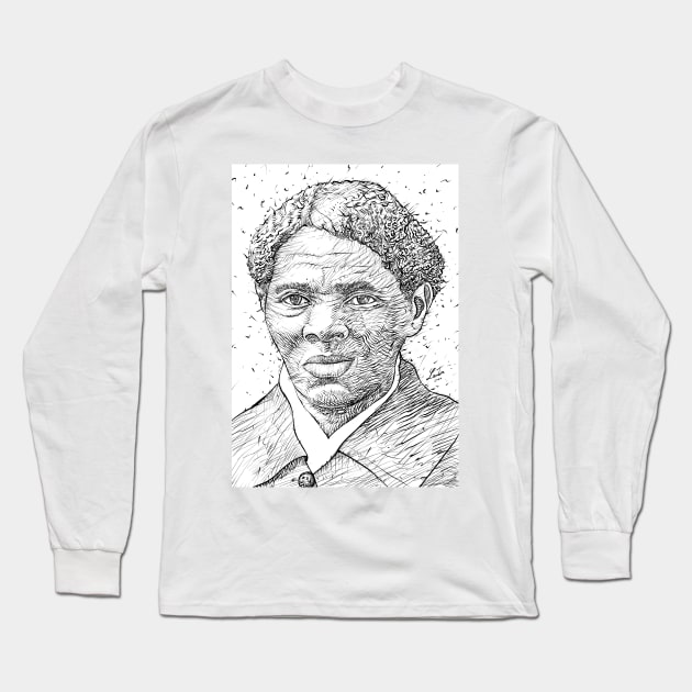 HARRIET TUBMAN ink portrait Long Sleeve T-Shirt by lautir